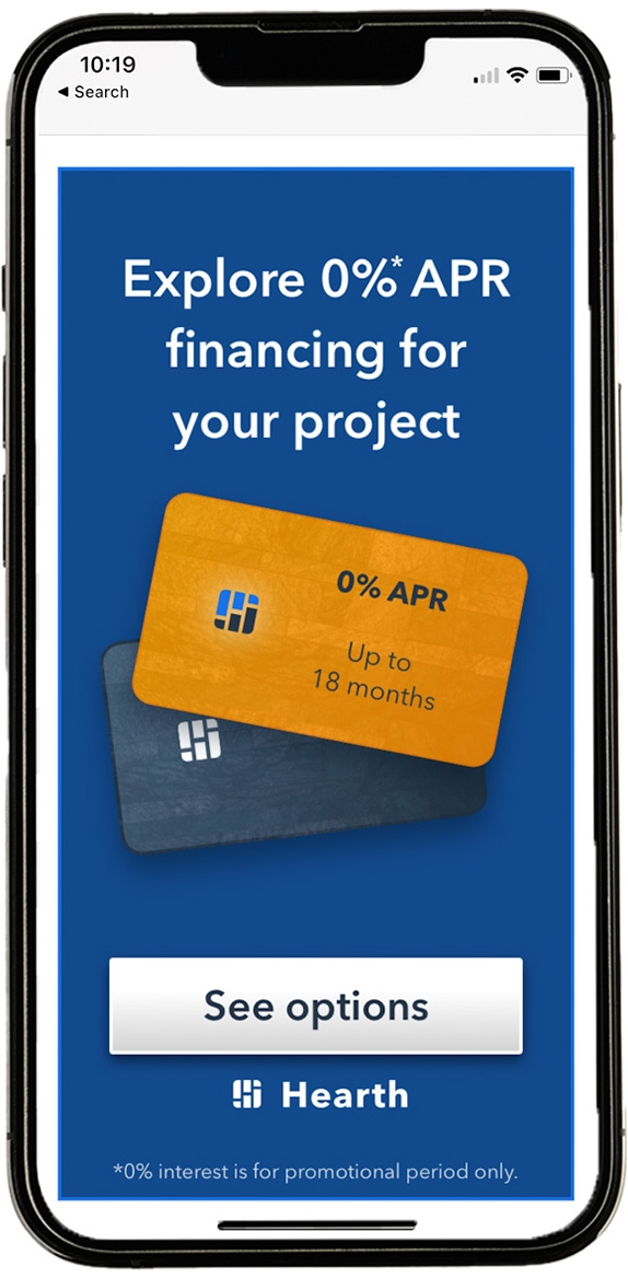 Hearth Financing application preview on mobile phone